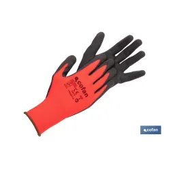 GUANTE IMPREGNADO SANDY COATED ROJO/NEGRO TALLA 9 VENTA UNITARIA