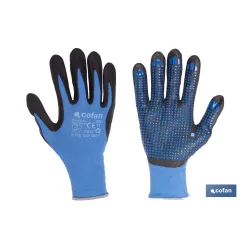 GUANTE IMPREGNADO CON PUNTOS AZULES DE NITRILO TALLA 10
