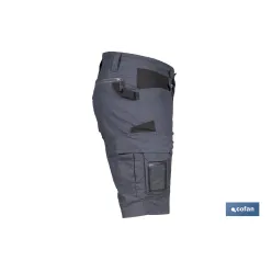 BERMUDAS DE TRABAJO FRIGG ELASTANO 215 G/M2 GRIS OSCURO CON DETALLES NEGROS TALLA 56