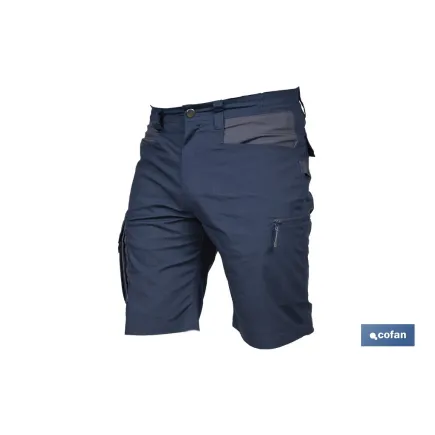 BERMUDAS DE TRABAJO TYR ELASTANO 215 G/M2 AZUL MARINO CON DETALLES GRISES TALLA 38