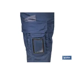 BERMUDAS DE TRABAJO TYR ELASTANO 215 G/M2 AZUL MARINO CON DETALLES GRISES TALLA 44