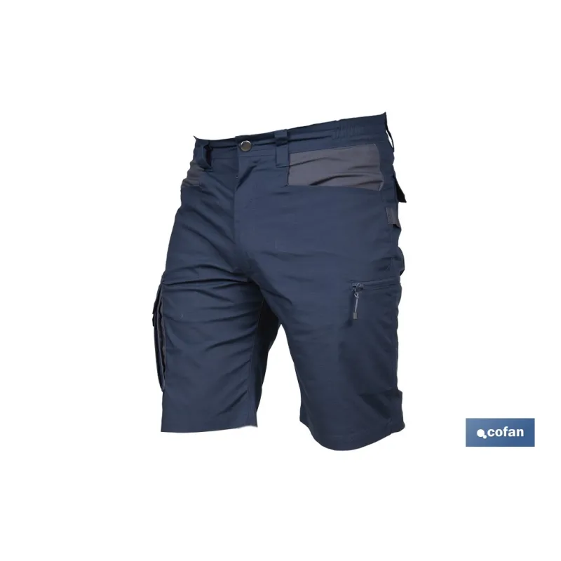 BERMUDAS DE TRABAJO TYR ELASTANO 215 G/M2 AZUL MARINO CON DETALLES GRISES TALLA 54