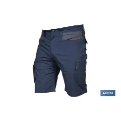 BERMUDAS DE TRABAJO TYR ELASTANO 215 G/M2 AZUL MARINO CON DETALLES GRISES TALLA 64