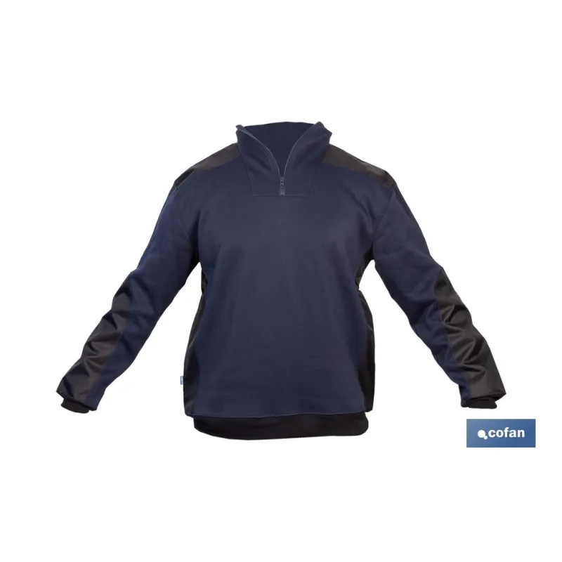 SUDADERA RANGER CUELLO CREMALLERA 280GMS AZUL-NEGRO T-M