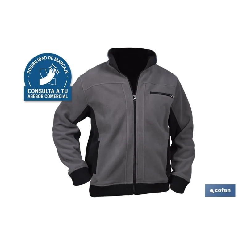 CHAQUETA POLAR MODELO WALKER 370 G/M GRIS-NEGRO TALLA L