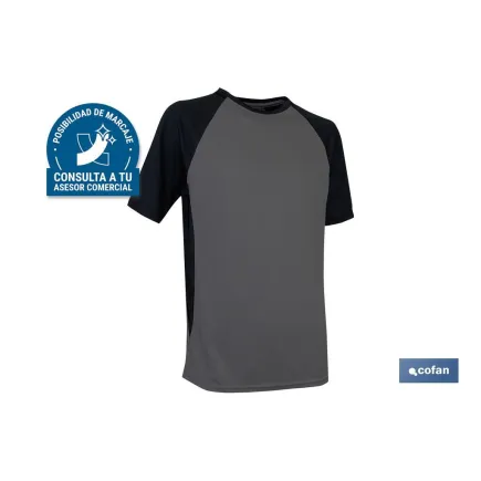 CAMISETA TRANSPIRABLE MODELO PILOTE GRIS-NEGRA 160 g/m2 TALLA-XXXL