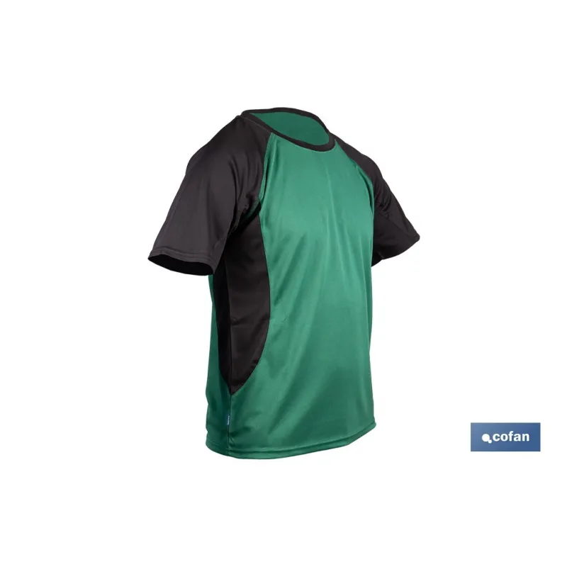 CAMISETA TRANSPIRABLE MODELO PILOTE VERDE-NEGRA 160 g/m2 TALLA-M