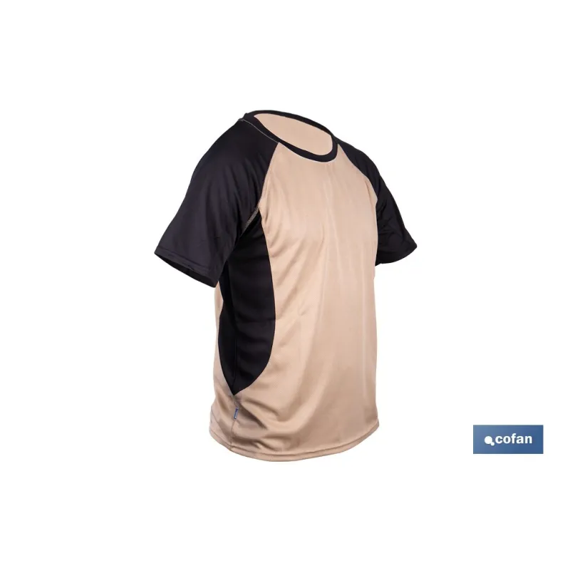 CAMISETA TRANSPIRABLE MODELO PILOTE BEIGE-NEGRA 160 g/m2 TALLA-L