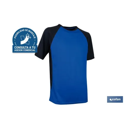 CAMISETA TRANSPIRABLE MODELO PILOTE AZUL-NEGRA 160 g/m2 TALLA-S