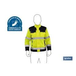 CHAQUETA DE ALTA VISIBILIDAD MODELO VEGA AMARILLA Y AZUL MARINO TALLA M