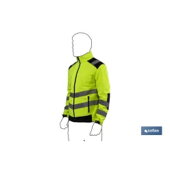 SOFTSHELL DE ALTA VISIBILIDAD MODELO ALFA CENTAURI AMARILLO Y NEGRO TALLA XL