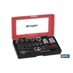 SET MINI CARRACA, VASOS Y PUNTAS 1/4 23 pcs.