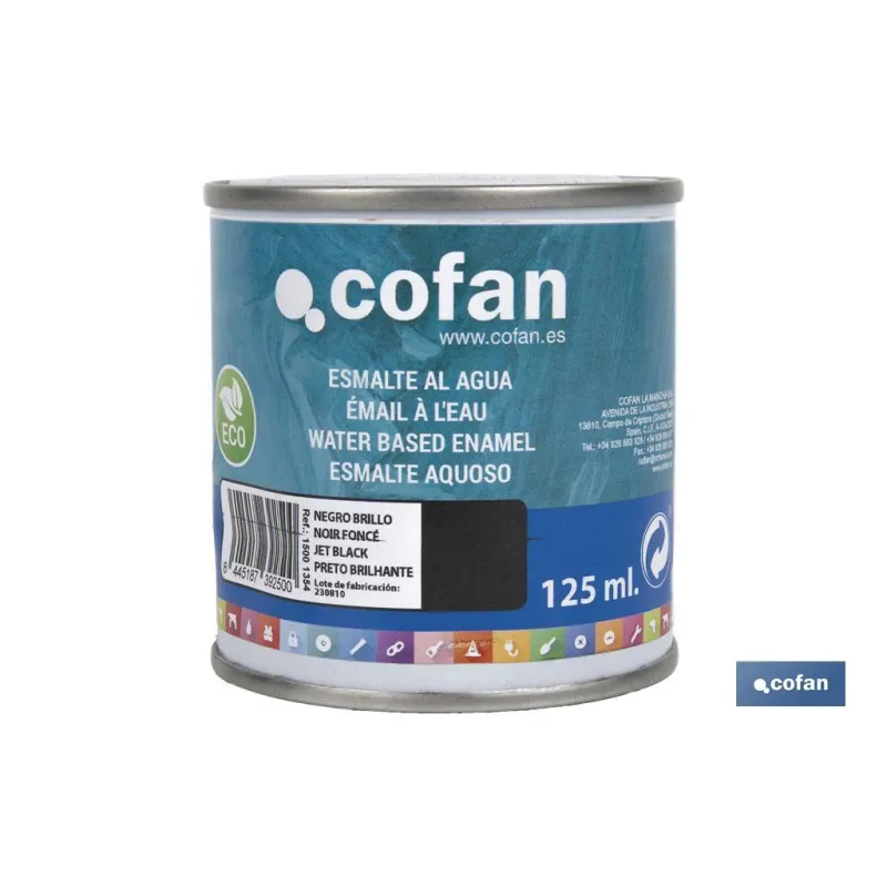 ESMALTE AL AGUA (125 ML) NEGRO BRILLO