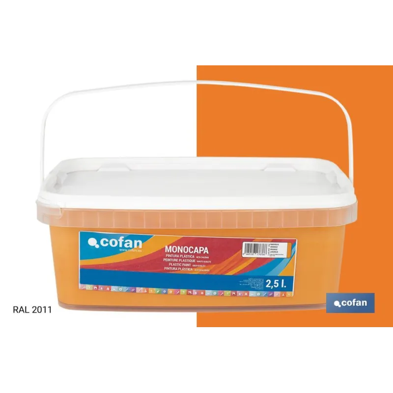 PINTURA PLÁSTICA MONOCAPA Naranja (2,5 LT