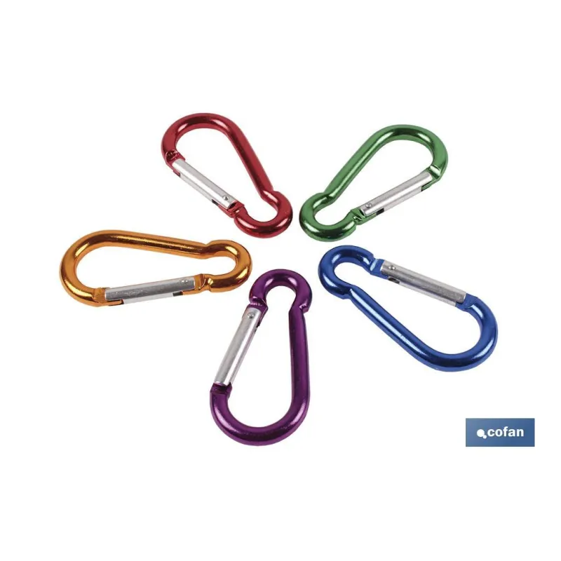 MOSQUETÓN ALUMINIO COLORES (6 X 60) Venta unitaria