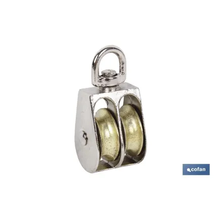 POLEA DOBLE GIRATORIA NIQUELADA (Ø30MM)