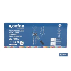 POLIPASTO DE PALANCA 0,75 T ELEVACIÓN 1,5 M