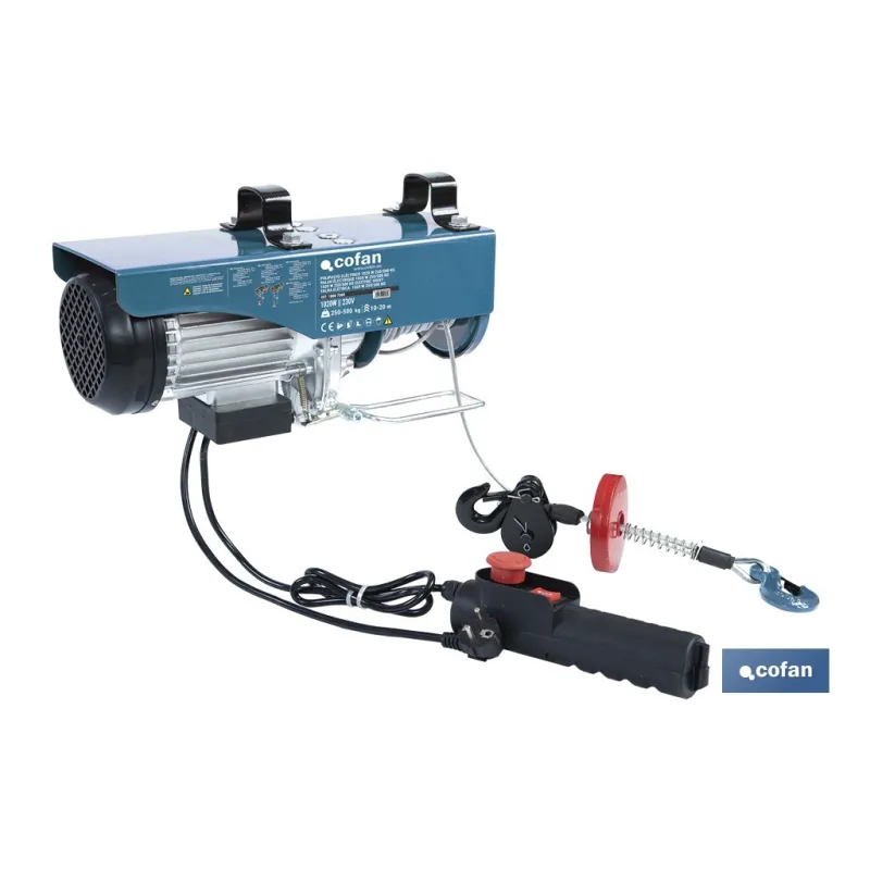 POLIPASTO ELÉCTRICO 1020 W 250/500 KG ELEVACIÓN 10/20 M