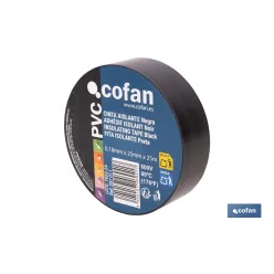 CINTA AISLANTE 180 MICRAS NEGRA 25 MM X 25 M