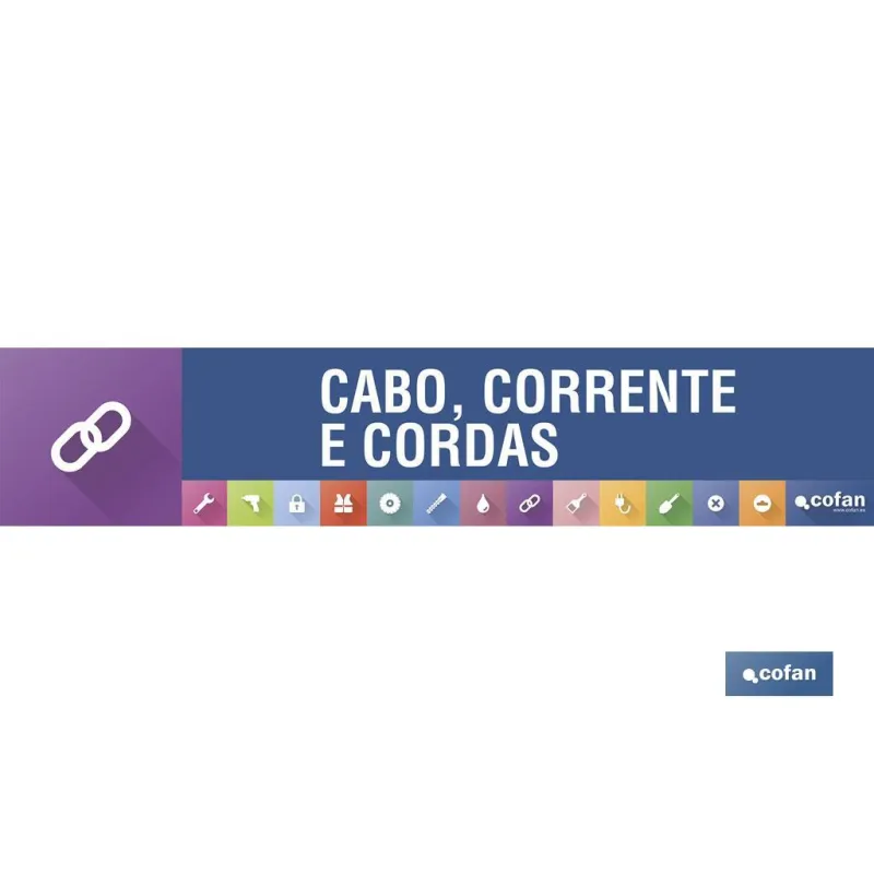 SEÑALETICA IMANTADA PORTUGUES PARA EXPOSITOR 975 x 200 mm - CABO, CORRENTE E CORDAS