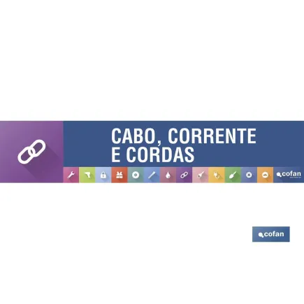 SEÑALETICA IMANTADA PORTUGUES PARA EXPOSITOR 975 x 200 mm - CABO, CORRENTE E CORDAS