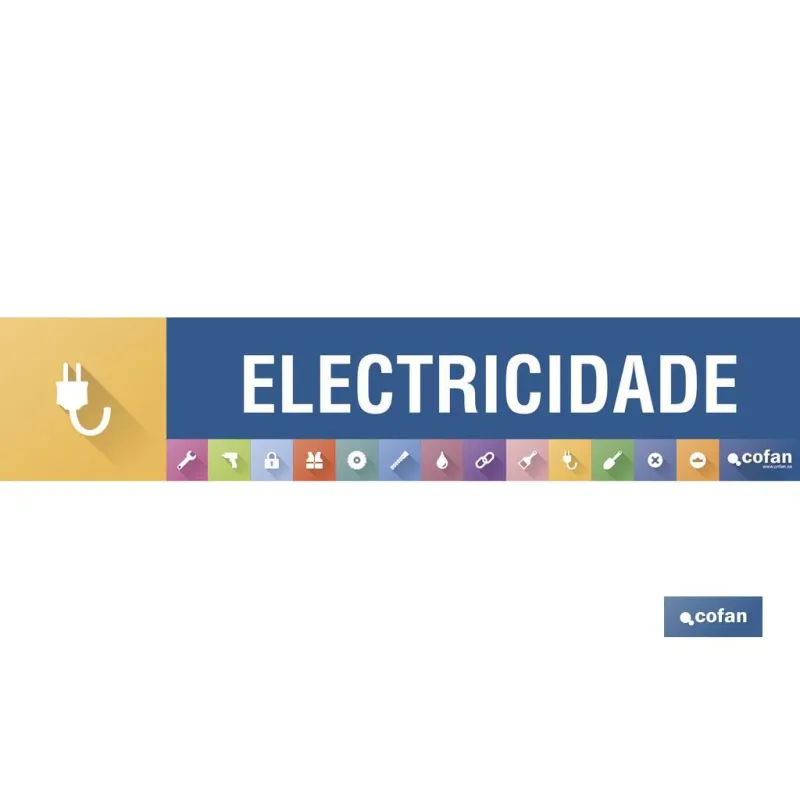 SEÑALETICA IMANTADA PORTUGUES PARA EXPOSITOR 975 x 200 mm - ELECTRICIDADE