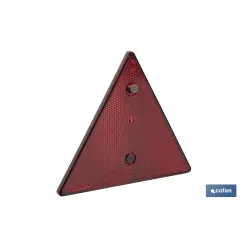 CATADIÓPTRICO TRIANGULAR ROJO 155 X 137 MM CON AGUJERO Y TORNILLOS