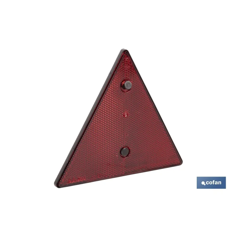 CATADIÓPTRICO TRIANGULAR ROJO 155 X 137 MM CON AGUJERO Y TORNILLOS
