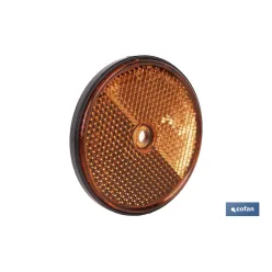 CATADIÓPTRICO REDONDO ÁMBAR Ø60 MM CON AGUJERO SIN TORNILLO