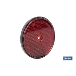 CATADIÓPTRICO REDONDO ROJO Ø60 MM CON AGUJERO SIN TORNILLO CON ADHESIVO
