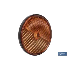 CATADIÓPTRICO REDONDO ÁMBAR Ø60 MM CON AGUJERO SIN TORNILLO CON ADHESIVO