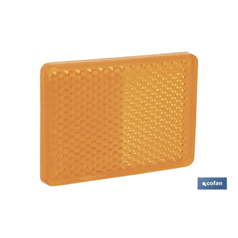 CATADIÓPTRICO RECTANGULAR ÁMBAR 56 X 39 MM CON ADHESIVO