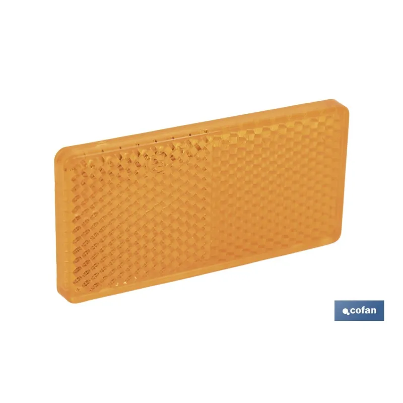 CATADIÓPTRICO RECTANGULAR ÁMBAR 71 X 35 MM CON ADHESIVO