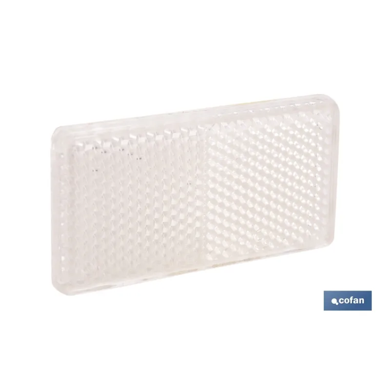 CATADIÓPTRICO RECTANGULAR BLANCO 71 X 35 MM CON ADHESIVO