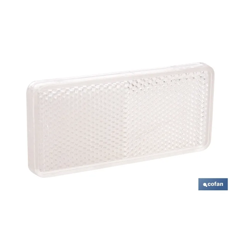 CATADIÓPTRICO RECTANGULAR BLANCO 94 X 44 MM CON ADHESIVO