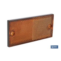 CATADIÓPTRICO RECTANGULAR ÁMBAR 106 X 50 MM CON AGUJERO SIN TORNILLO CON ADHESIVO