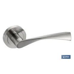 JUEGO MANIVELA ALUMINIO ROMA ROSETA REDONDA NIQUEL