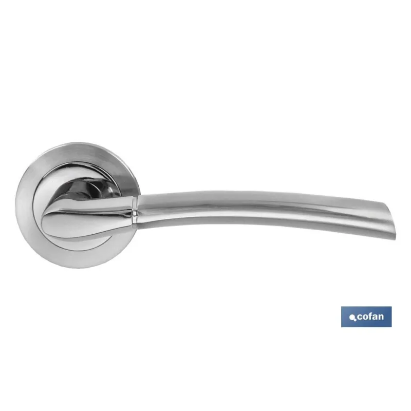 JUEGO MANIVELA ALUMINIO MOSCÚ ROSETA REDONDA NIQUEL