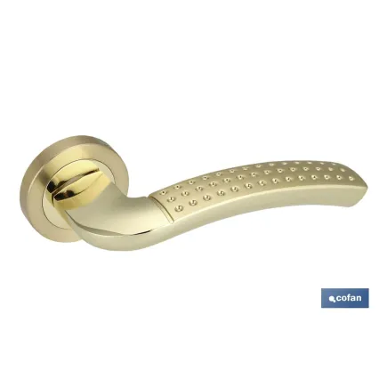 JUEGO MANIVELA ALUMINIO LONDRES ROSETA REDONDA LATÓN