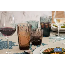 PACK 6 VASOS DE AGUA VIDRIO 30,5 CL COLOR AZUL MODELO JADE