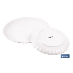 VAJILLA DE PORCELANA EN RELIEVE COLOR BLANCO ESMALTADO 16 PIEZAS