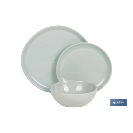 VAJILLA DE CERÁMICA VERDE ESMALTADA CON DISEÑO IRREGULAR 12 PIEZAS