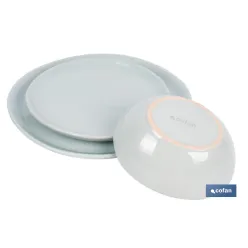 VAJILLA DE CERÁMICA VERDE ESMALTADA CON DISEÑO IRREGULAR 12 PIEZAS