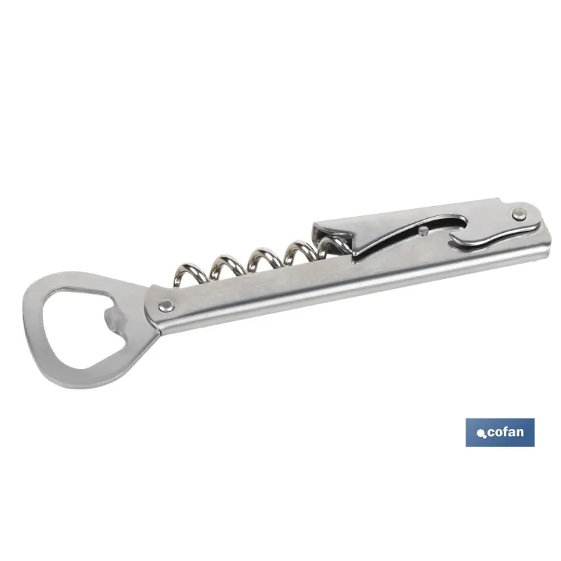 SACACORCHOS DE ACERO INOXIDABLE CON ABRIDOR 14 CM