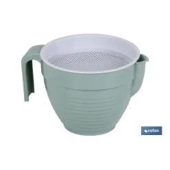 GRASERA COLADOR 500ml MODELO ALBAHACA VERDE AGUA 16.5X12X10cm venta unitaria