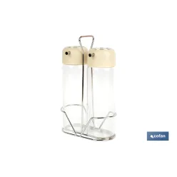 SET DE ACEITERA Y VINAGRERA  GAMA LAUREL COLOR BEIGE