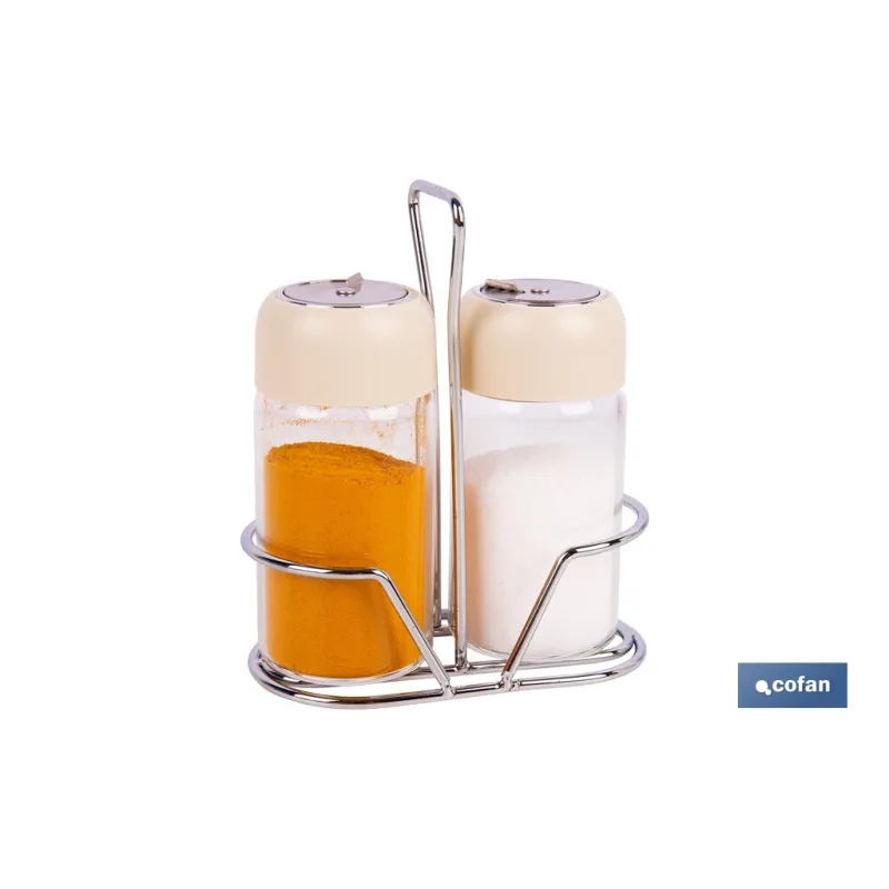 SET DE SALERO Y PIMENTERO GAMA LAUREL COLOR BEIGE