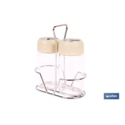 SET DE SALERO Y PIMENTERO GAMA LAUREL COLOR BEIGE