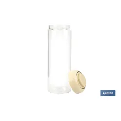 BOTE DE VIDRIO BOROSILICATO CON TAPA BEIGE GAMA LAUREL 1700 ML