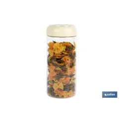 BOTE DE VIDRIO BOROSILICATO CON TAPA BEIGE GAMA LAUREL 1300 ML